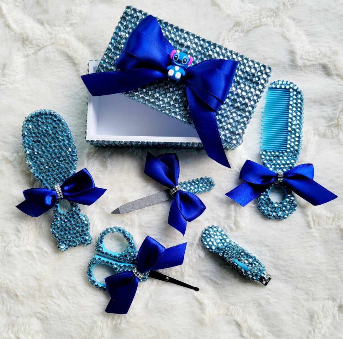 Hand set Rhinestoned Stitch Baby nail clipper and brush set