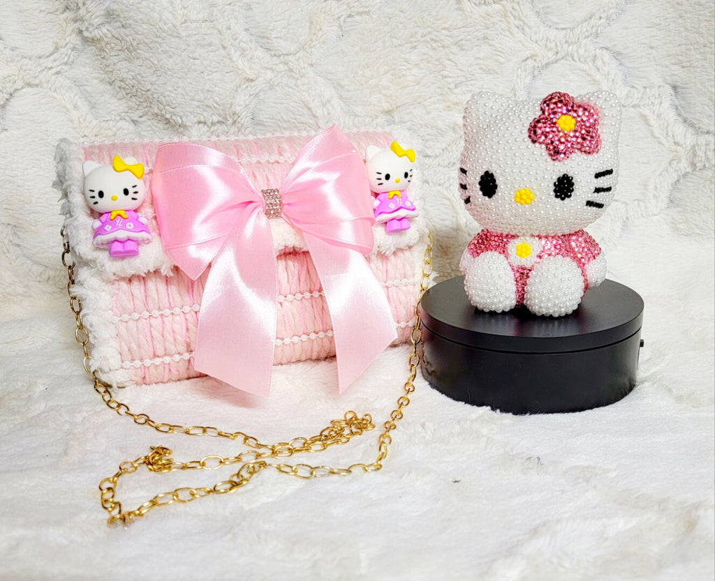 Hnadmade plastic canvest purse along with a hand set Rhinestoned Mini bank.