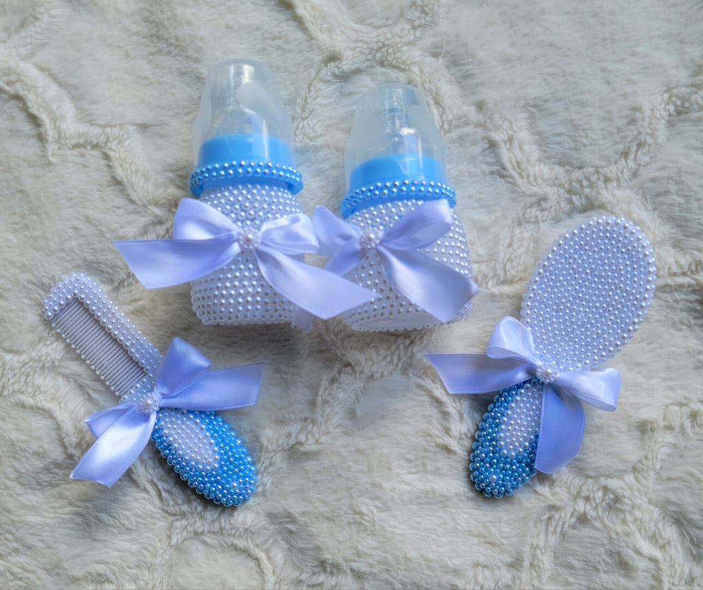 Hand sets rhinestoned baby bottle