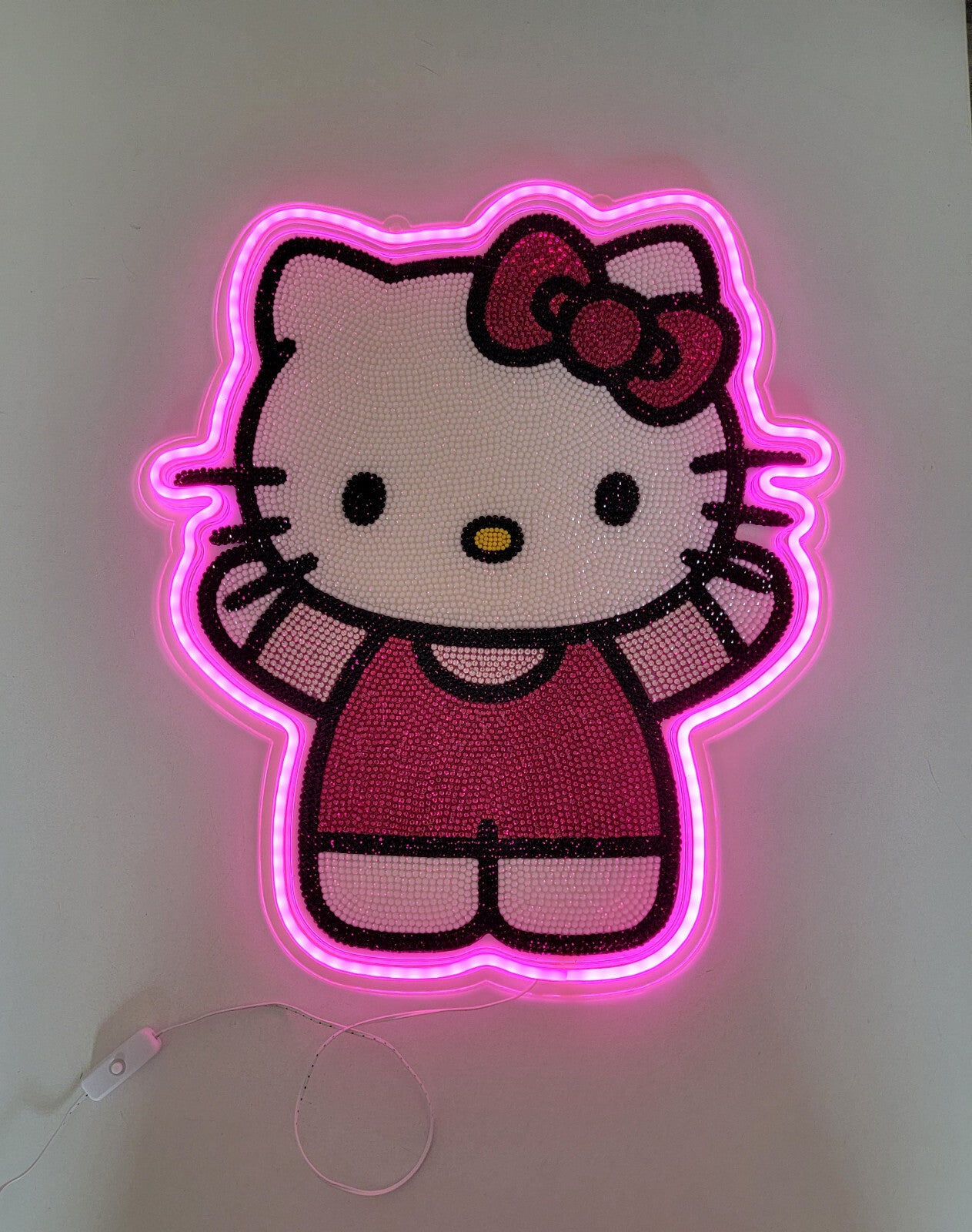 Hello Kitty Rhinestoned Light Up Wall Decor Pink neon style light USB Powered