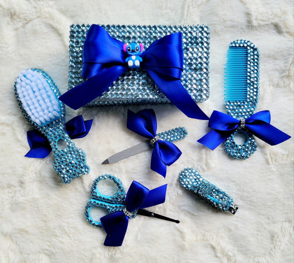 Hand set Rhinestoned Stitch Baby nail clipper and brush set